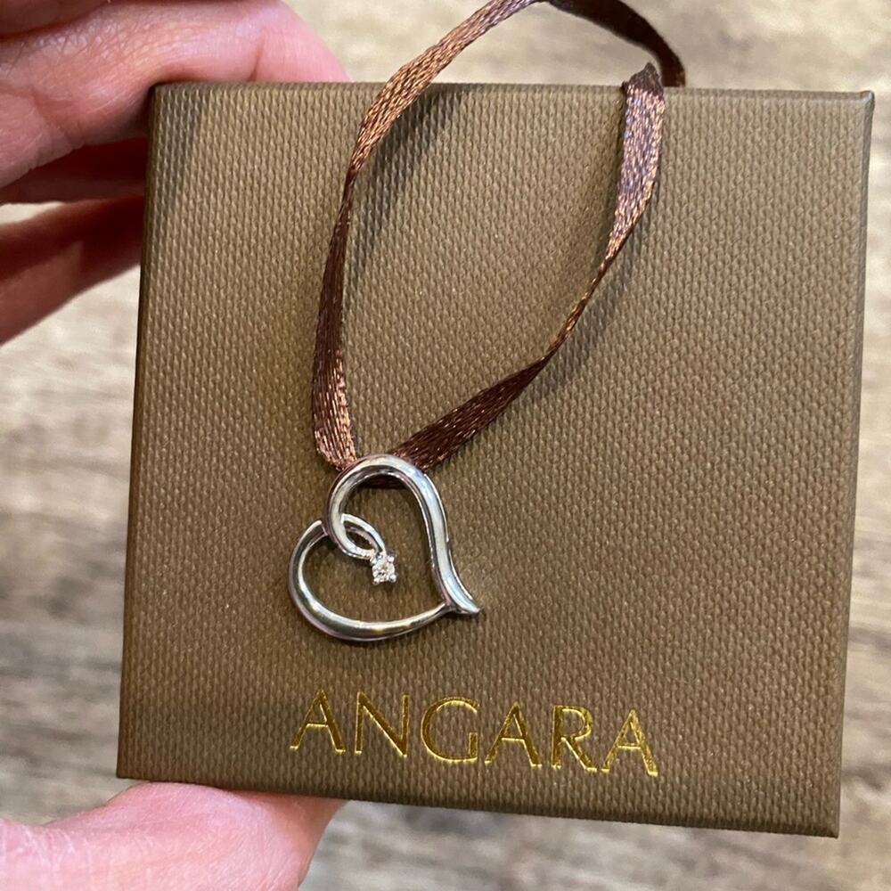 Angara Sterling Silver Diamond Heart Pendant NWT - Picture 7 of 10